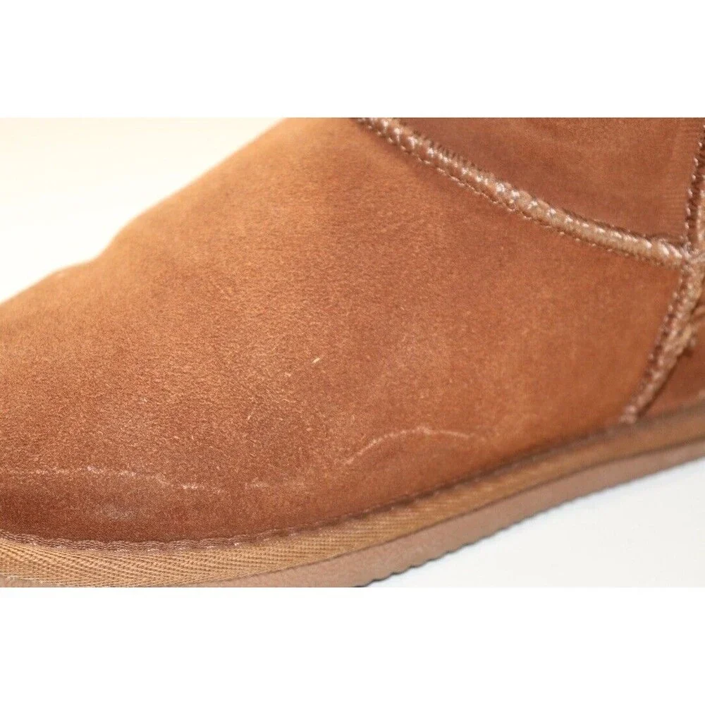 Lamo Kids Classic Boot Brown Suede Faux Fur Lining Pull On Comfort Size 5Y